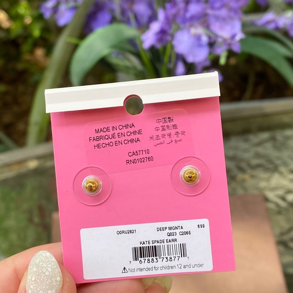 Kate Spade Pink Magenta Flower Earrings NWT - Picture 5 of 16
